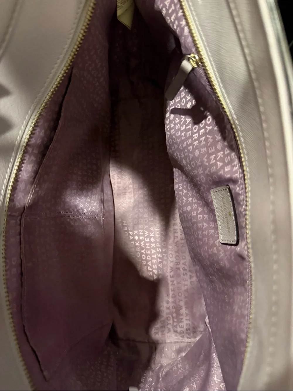 kate spade Cream Tote with Gold Glitter Polka Dots